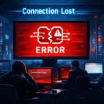 Character.AI outage illustration showing AI chatbot error screen and server room warning lights